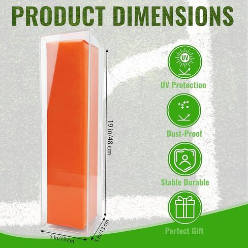 Clear Acrylic Football End Zone Pylon Display Case - Mirrored Shadow Box with UV Protection, 18.7" H x 5" L x 5" W for Game Day Collectibles in Saudi Arabia