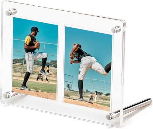 حامل قائم بإطار عرض بطاقة التداول من الأكريليك الشفاف، حافظة عرض بطاقات متدرجة رياضية، واقي بطاقة لبطاقات ألعاب البيسبول وكرة السلة وكرة القدم، وعرض مجموعة الصور والبطاقات الصغيرة (فتحتان) in Kuwait