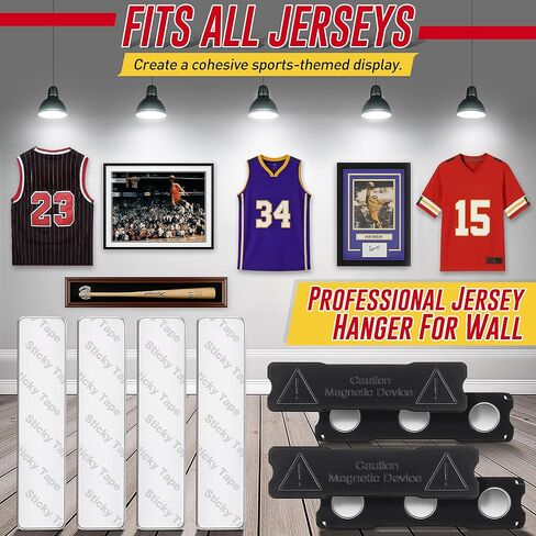 Magnet Jersey Hanger for Wall - Invisible Jersey Display for Wall, No Drill Jerseys Display Frame, Damage Free Hanging for 1-2 Jerseys, Fit All Sports Memorabilia Shirts, 4 Pack in Saudi Arabia