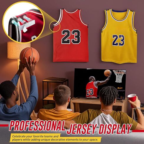 Magnet Jersey Hanger for Wall - Invisible Jersey Display for Wall, No Drill Jerseys Display Frame, Damage Free Hanging for 1-2 Jerseys, Fit All Sports Memorabilia Shirts, 4 Pack in Saudi Arabia