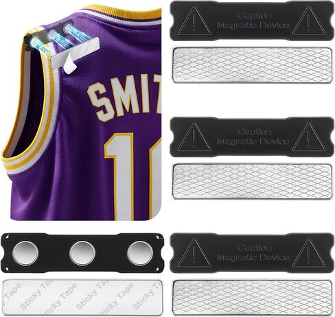 Magnet Jersey Hanger for Wall - Invisible Jersey Display for Wall, No Drill Jerseys Display Frame, Damage Free Hanging for 1-2 Jerseys, Fit All Sports Memorabilia Shirts, 4 Pack in Saudi Arabia