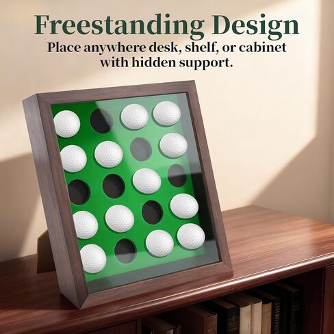 Golf Balls Display Case Frame for 20 Balls, 10.3" x 12.2" Golf Balls Shadow Box for Wall and Tabletop Display , Perfect for Golf Lovers in Kuwait