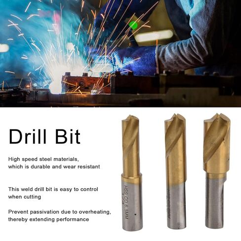 لقمة مثقاب قاطع لحام من الفولاذ القوي عالي السرعة، تحكم سهل في عدم الانزلاق، طلاء حفر سلس، 3 قطع لأزاميل اللحام الموضعي مع مواد تشحيم القطع in Kuwait