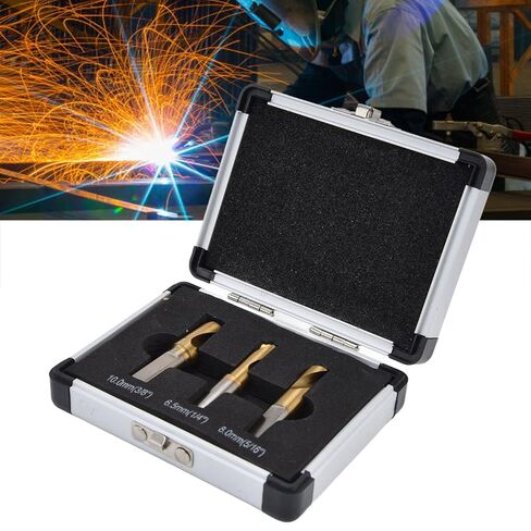 لقمة مثقاب قاطع لحام من الفولاذ القوي عالي السرعة، تحكم سهل في عدم الانزلاق، طلاء حفر سلس، 3 قطع لأزاميل اللحام الموضعي مع مواد تشحيم القطع in Kuwait