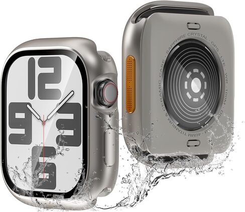 حافظة مضادة للكسر لساعة Apple Watch Series 10/11 وواقي شاشة 46 مم، مصد معدني مدمج من الزجاج المقسى + IMD PC Back 360 درجة غطاء وجه مقاوم للماء واقٍ بالكامل متوافق مع iWatch in Kuwait
