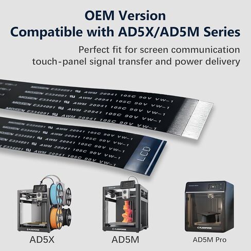 كابل شاشة AD الأصلي لشاشة اللمس Flashforge AD5X/AD5M/AD5M Pro، سلك اتصال FPC، كابل شاشة LCD FFC لملحقات الطابعة ثلاثية الأبعاد لنقل بيانات Flashforge Adventurer وأجزاء AD5M in Kuwait
