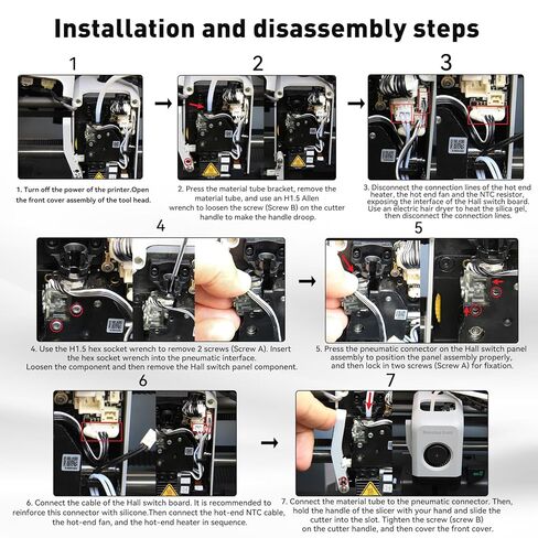 5-Pack 4mm Black Bowden Tube Clamp for Bambu Lab X1/P1/A1 Series - Extruder Feed Tube Connector Replacement for Hall Sensor Plate - Prevent Feed Pipe from Clogging in Kuwait