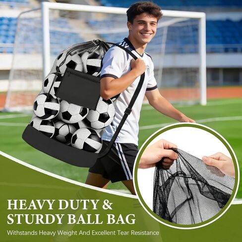 HEIFAM 2 Pack Soccer Ball Bag 40"X 30", Drawstring Mesh Ball Bag for Coaches, Extra Large Sport Ball Sack for Basketballs Volleyballs Soccers, Sports Storage Organizer for Beach Gym, Swimming Gear in Saudi Arabia