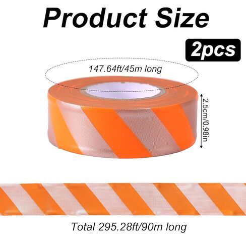 2 Roll Trail Marking Tapes, 295ft PVC Material Vibrant Color Striped Non Adhesive Flagging Tape for Hiking Hunting Safety Boundaries Hazardous Areas Marking Tree Signs(Orange & Silver) in Saudi Arabia