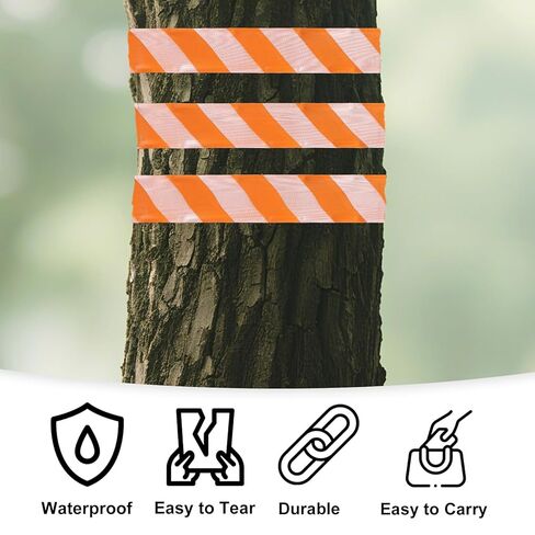 2 Roll Trail Marking Tapes, 295ft PVC Material Vibrant Color Striped Non Adhesive Flagging Tape for Hiking Hunting Safety Boundaries Hazardous Areas Marking Tree Signs(Orange & Silver) in Saudi Arabia