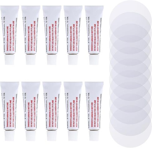 طقم إصلاح القارب القابل للنفخ، طقم تصحيح مرتبة هوائية، 10 أنابيب من غراء PVC 3 جرام، 10 قطع دائرية بقطر 5 سم من مادة PVC الشفافة لقوارب الكاياك، الطوافة، حلقة السباحة، الألعاب القابلة للنفخ، إصلاح القوارب in Saudi Arabia