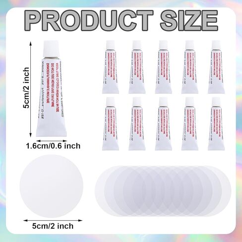 طقم إصلاح القارب القابل للنفخ، طقم تصحيح مرتبة هوائية، 10 أنابيب من غراء PVC 3 جرام، 10 قطع دائرية بقطر 5 سم من مادة PVC الشفافة لقوارب الكاياك، الطوافة، حلقة السباحة، الألعاب القابلة للنفخ، إصلاح القوارب in Saudi Arabia