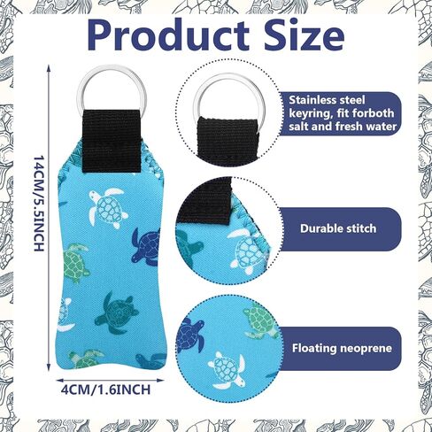 Riceshoot 10 Pcs Floating Keychain Neoprene Turtle Pocket Size Floats 10 Keys High Visibility Colors Waterproof Key Float for Paddleboarding Boating Fishing Kayak Surfing Sailing Outdoor Water Sports in Saudi Arabia