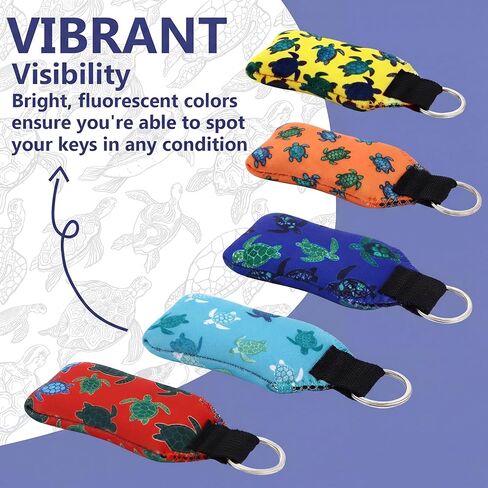 Riceshoot 10 Pcs Floating Keychain Neoprene Turtle Pocket Size Floats 10 Keys High Visibility Colors Waterproof Key Float for Paddleboarding Boating Fishing Kayak Surfing Sailing Outdoor Water Sports in Saudi Arabia