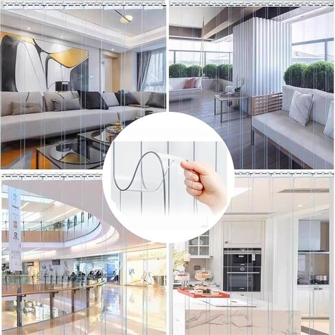 Clear PVC Strip Curtains Kit - Heavy-Duty Plastic Vinyl Door Curtain with Hardware for Doorways, Warehouse & Garage, Single Panel, Smooth Finish, Size 90x220cm (35.43x86.61in) in Kuwait