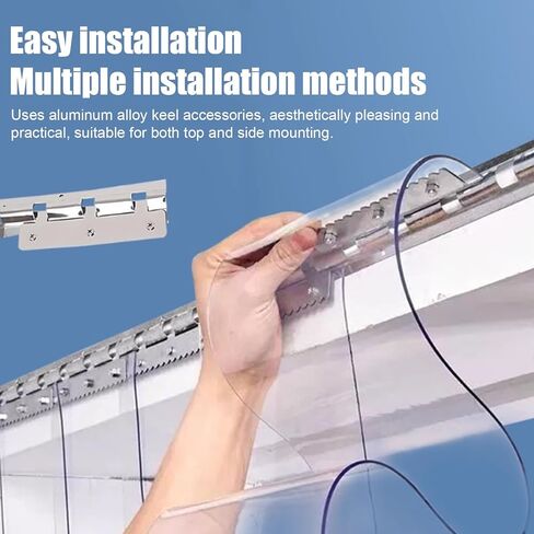 مجموعة شرائط ستائر الباب الشفافة من PVC - باب شريطي بلاستيكي معزول للمبردات والمجمدات، حماية في الشتاء، 41.34 × 90.55 بوصة (عرض 105 × ارتفاع 230 سم) in Kuwait