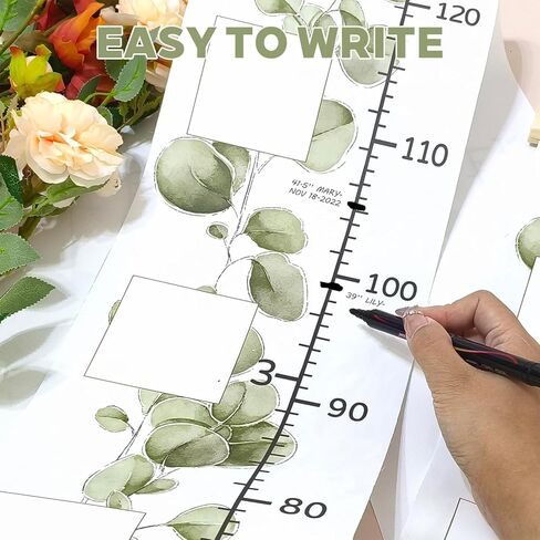Wild Natural Flowers Baby Growth Height Chart with Keepsake Box Hook Pen Set 79 Inches Removable Ruler Measuring Chart Waterproof Canvas Measure Removable Wall Decor for Baby Kids Toddlers in Saudi Arabia
