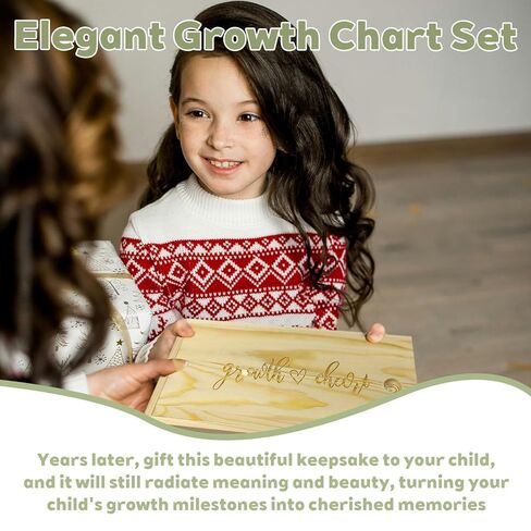 Wild Natural Flowers Baby Growth Height Chart with Keepsake Box Hook Pen Set 79 Inches Removable Ruler Measuring Chart Waterproof Canvas Measure Removable Wall Decor for Baby Kids Toddlers in Saudi Arabia