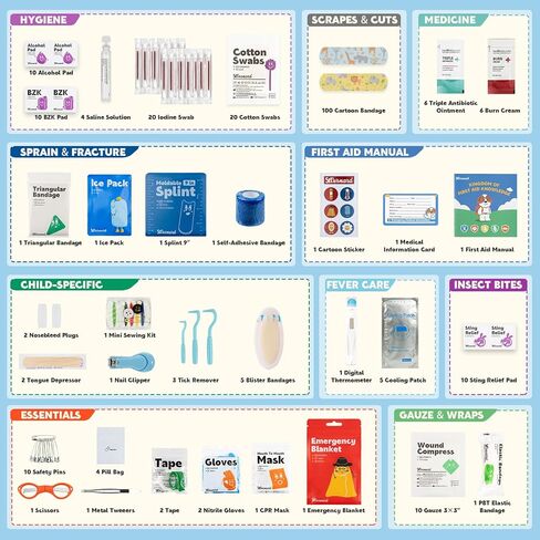StBernard Guardian Cottage First Aid Kit, Home Medical Kit with Cute Bandages, Triple Antibiotic for Daily Boo-Boos, Suits for Home, School, Dorm, Car in Saudi Arabia