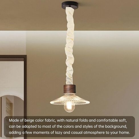 RTNLIT 4 Feet Fabric Cord Cover, Chandelier Chain Cable Sleeve for Lighting Wires, Swing Chains Decorative, Cables Management & Hider (Beige, Pack of 2) in Kuwait