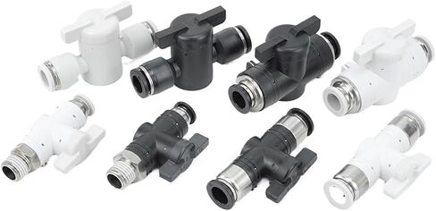 Pneumatic Joint Plastic Hand Valve BUC-8/4/6/10/12 Air Pipe Manual Switch BTC BC8-02 1Pcs(Black直通BC8-02) in Kuwait