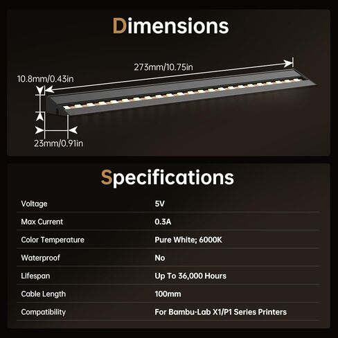 BIQU Panda Lux LED Light Upgrade Kit for Bambu-Lab P1S P1P X1C X1E 3D Printers in Saudi Arabia