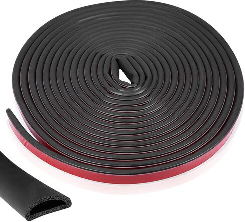 26FT 0.75 بوصة × 0.375 بوصة شريط ختم الباب على شكل حرف D، شريط إغلاق مطاطي على شكل حرف D EPDM ذاتي اللصق لباب المنزل، المرآب، عربة سكن متنقلة، شاحنة، سيارات، نافذة، قارب، فتحة بحرية in Kuwait