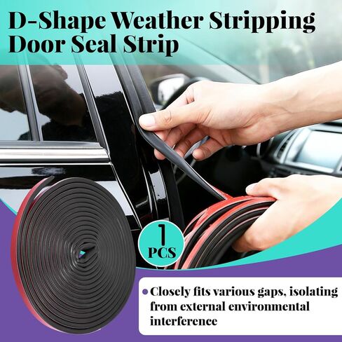 26FT 0.75 بوصة × 0.375 بوصة شريط ختم الباب على شكل حرف D، شريط إغلاق مطاطي على شكل حرف D EPDM ذاتي اللصق لباب المنزل، المرآب، عربة سكن متنقلة، شاحنة، سيارات، نافذة، قارب، فتحة بحرية in Kuwait