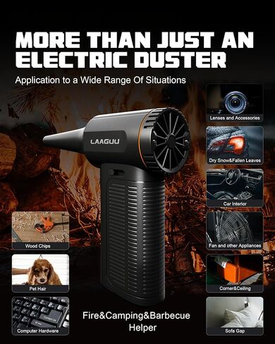Electric Compressed Air Duster, 130000RPM Adjustable Infinitely Speed Handheld Mini Blower Cordless, 8000mAh Portable Power Fan Home Cleaner for Car Keyboard Computer PC Outdoor (Black II, Pro) in Saudi Arabia