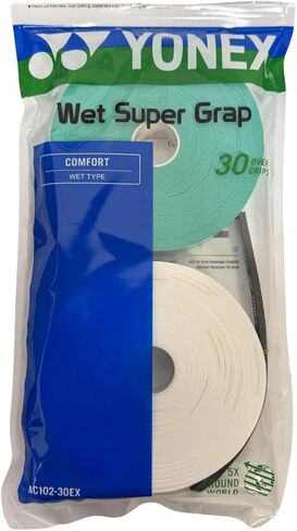 Yonex Wet Super GRAP Tennis Racquet Overgrip (Green/White) – 30-Pack in Multipacks (1-6 Packs Available) in Saudi Arabia