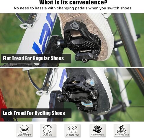 Thinvik Dual Sided Clipless Pedals for SPD-SL, 3 Bearings Road Bike & Flat Platform Pedals, Bicycle Pedals with Cleats Set for Shimano SPD-SL System in Saudi Arabia