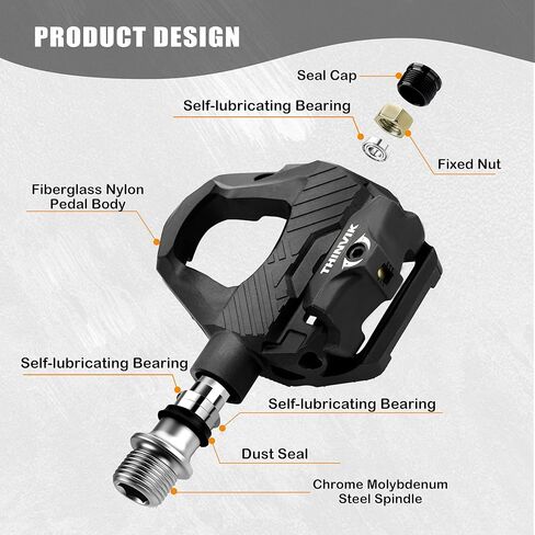 Thinvik Dual Sided Clipless Pedals for SPD-SL, 3 Bearings Road Bike & Flat Platform Pedals, Bicycle Pedals with Cleats Set for Shimano SPD-SL System in Saudi Arabia