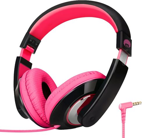 rockpapa Comfort Foldable Kids Headphones Wired for School with 3.5mm Cord | Lightweight Portable Corded Childs Boys Girls Youth Head phones for Airplane Chromebooks Phones Laptop Black/Green in Saudi Arabia