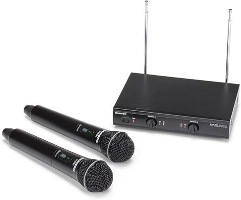 SamsOn-Stage 200 Handheld Dual-Channel Wireless System with Two Q6 Dynamic Microphones, Group D, Black in Saudi Arabia