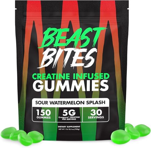 BEAST BITES - علكات مملوءة بالكرياتين - 5 جم من الكرياتين مونوهيدرات لكل وجبة - معتمد من NSF للرياضة - 30 حصة (التوت الأزرق) in Saudi Arabia
