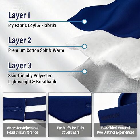 Sleep Mask, Eye Mask for Sleeping with Heads Adjustable, Earmuffs for Sleep for Men & Women, 2 in 1 Ear Mask and Blindfold, Soft Dual-Sided All-Season Eye Cover for Side Sleepers (Blue) in Kuwait