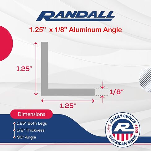 72" (6 FT) Clear Anodized Aluminum Angle – 1-1/4" x 1-1/4" x 1/8" Thick – 6063-T6 Alloy – Architectural Corner Trim – Rust-Resistant Right Angle Bar in Saudi Arabia