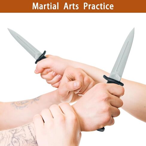 سكين تدريب مطاطي واقعي مقاس 9.8 بوصة - دعامة خنجر آمنة للفنون القتالية والحفلات التنكرية والقتال على المسرح | سكين مزيف مرن للأزياء التنكرية ولعب القتال والتمرين التكتيكي، 5 قطع in Kuwait