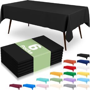 misaya 6 Packs Disposable Plastic Table Cloth, 54 x 108 Inch Waterproof Rectangle Tablecloth, Leakproof & Sturdy Decorative Table Covers for Picnic, Party and Outdoor, Black in Kuwait