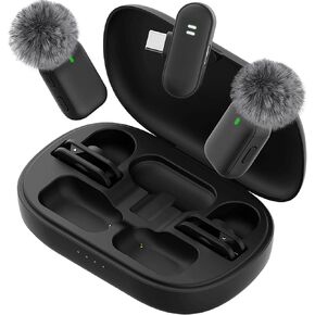 Wireless Lavalier Microphone, Clip-On Lapel Mic for iPhone Android with Noise Cancelling, Professional Mini Microphone for Recording, Podcast, Streaming, YouTube, Vlog, Portable & Easy to Use in Kuwait