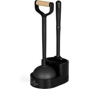 Sellemer Toilet Brush and Plunger Set, Curved Design Head for Deep Cleaning, Heavy Duty Toilet Bowl Brush and Plunger Combo with Holder for Bathroom Cleaning, Black, 1 Pack in Saudi Arabia