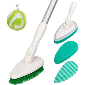 فرشاة تنظيف حوض الاستحمام والبلاط 4 في 1 من كيستفي، فرشاة تنظيف حوض الاستحمام مقاس 51 بوصة بمقبض طويل، فرشاة تنظيف الحمام بشعيرات ناعمة وصلبة، فرشاة تنظيف دش مضادة للخدش للتنظيف in Kuwait