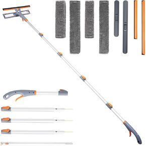 Eazer 3-in-1 Window Squeegee Cleaner, 76'' Spray Window Squeegee with 5-Section Extension Pole, Microfiber and Chenille Cloth, Window Washing Equipment for Indoor/Outdoor Windows, Car Glass in Kuwait