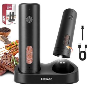 110ml Electric Salt and Pepper Grinder Set, Rechargeable salt and pepper shakers with LED Light, 2-Pack with Charging Base, External 6 Adjustable Coarseness, Holiday Gifts in Saudi Arabia