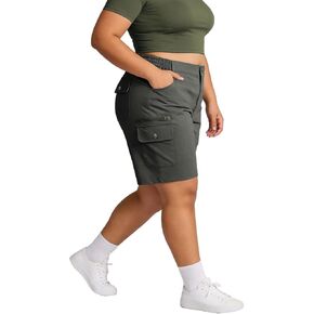 شورت YOHOYOHA نسائي بمقاس كبير برمودا رياضي - نسائي متعرج مريح طويل مع جيوب للمشي لمسافات طويلة في الجولف in Kuwait