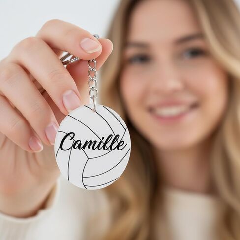 MAQUITA 50 Pcs Large Size Volleyball Keychain Bulk DIY Sublimation Sports Charms Stuff Gifts Keychain for Sport Lovers Ball Lovers, White in Saudi Arabia