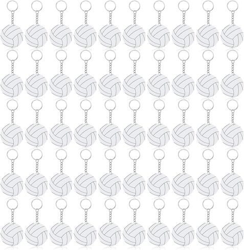 MAQUITA 50 Pcs Large Size Volleyball Keychain Bulk DIY Sublimation Sports Charms Stuff Gifts Keychain for Sport Lovers Ball Lovers, White in Saudi Arabia