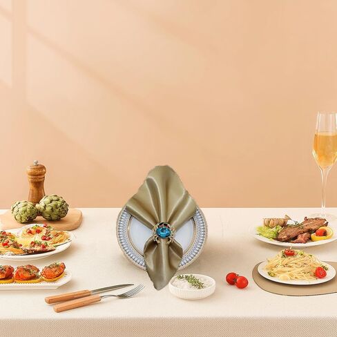 مجموعة من 4 حلقات مناديل سرطان البحر، حلقات مناديل ذهبية حمراء، حامل مناديل لعشاء عطلة العائلة، والولائم الفاخرة وديكورات الزفاف للاستقبال (أزرق السلطعون) in Kuwait