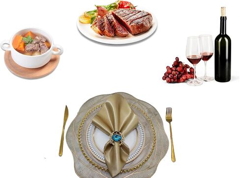 مجموعة من 4 حلقات مناديل سرطان البحر، حلقات مناديل ذهبية حمراء، حامل مناديل لعشاء عطلة العائلة، والولائم الفاخرة وديكورات الزفاف للاستقبال (أزرق السلطعون) in Kuwait