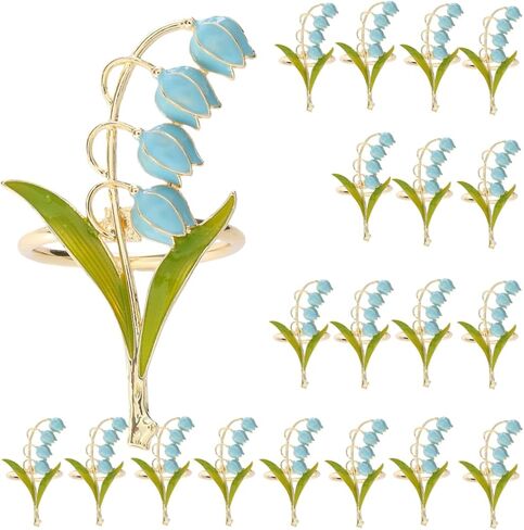 Table Decoration 20 Piece Lily of The Valley Napkin Rings White Gold Wedding Party Anniversary Dinner Family Gathering Birthday in Saudi Arabia